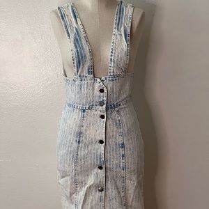 Acid Wash Denim Overall Dress